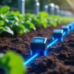 découvrez comment les capteurs d'humidité plantés dans le sol connectent les objets intelligents au système d'arrosage automatique pour un jardinage optimisé et économe en eau.