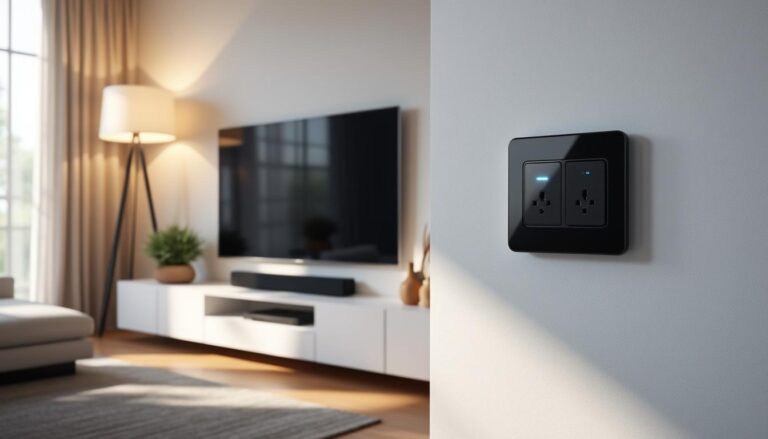 découvrez les prises murales wi-fi qui mesurent avec précision la consommation électrique de tous vos objets connectés dans le salon, pour un suivi efficace et des économies d'énergie.